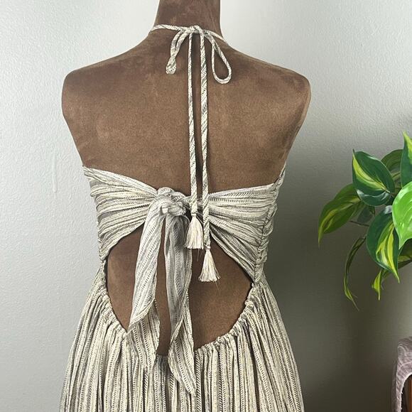 Promes Beige and Brown Strapless with Halter Back Maxi Dress Size Medium - Picture 5 of 11